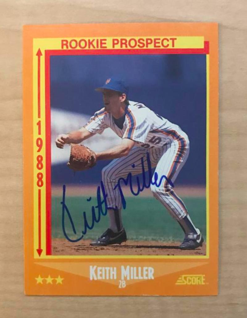 KEITH MILLER NEW YORK METS SIGNED AUTOGRAPHED 1988 SCORE CARD #639 W/COA