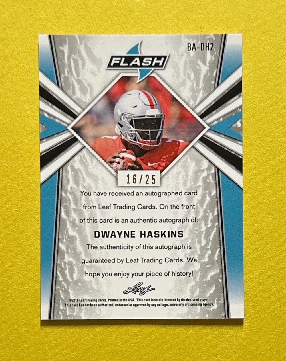 2019 LEAF FLASH DWAYNE HASKINS AUTOGRAPH /25 #BA-DH2
