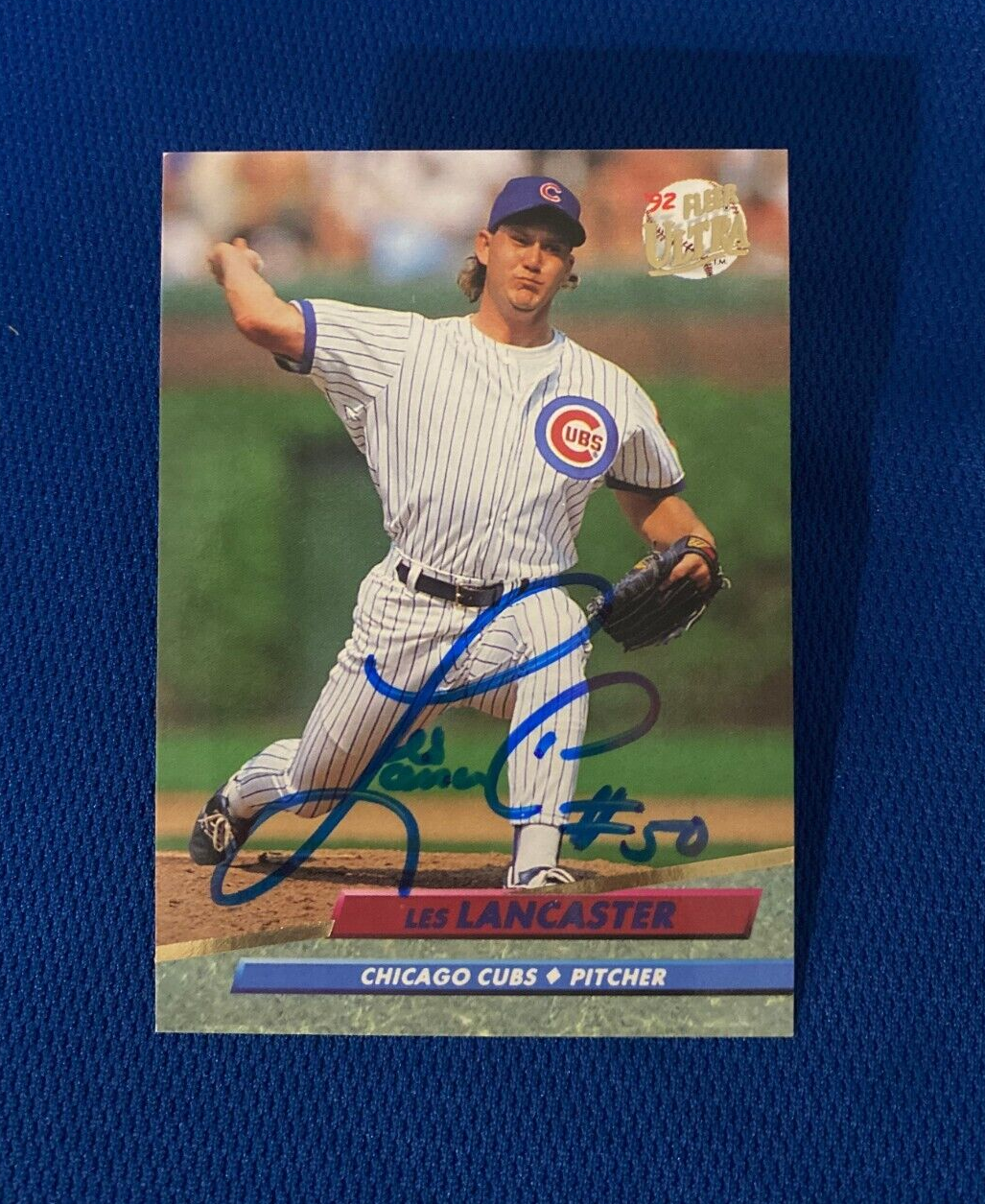 1992 FLEER UPDATE LES LANCASTER CHICAGO CUBS AUTOGRAPHED SIGNED CARD #177 W/COA