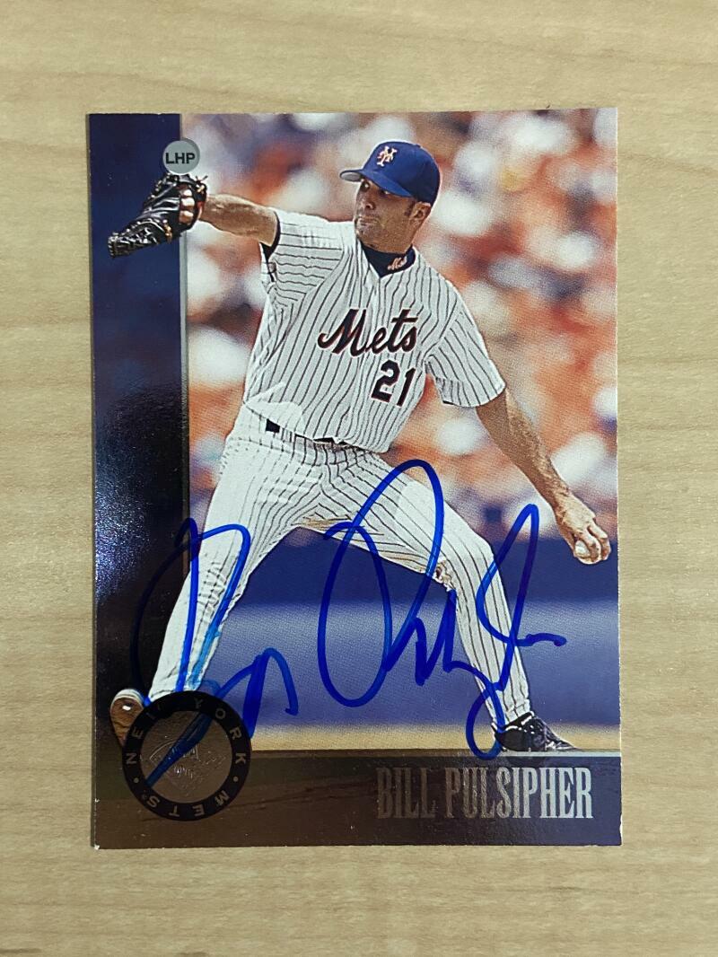 BILL PULSIPHER NEW YORK METS SIGNED AUTOGRAPHED 1996 LEAF CARD #173 W/COA