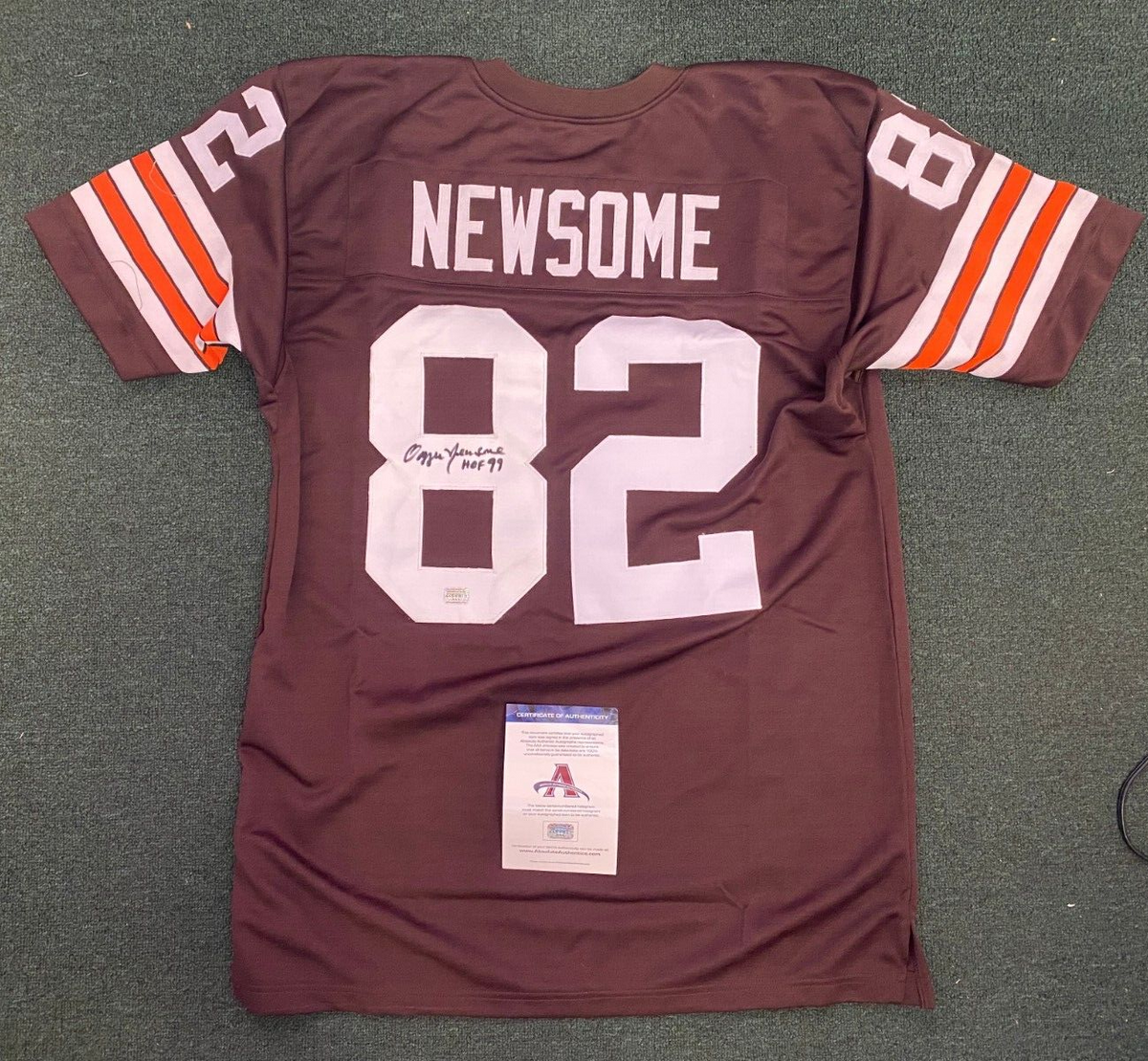 OZZIE NEWSOME #82 HOF 99 CLEVELAND BROWNS SIGNED AUTOGRAPHED CUSTOM JERSEY W/COA