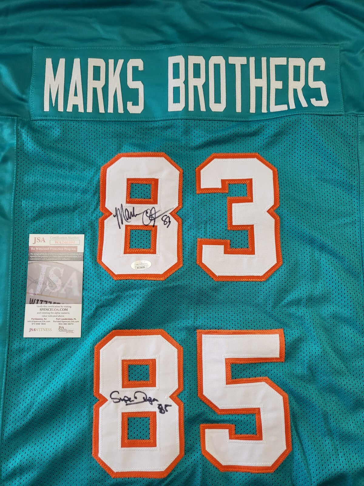 MARKS BROTHERS CLAYTON/DUPER DOLPHINS SIGNED AUTO XL JERSEY JSA COA AUTH *