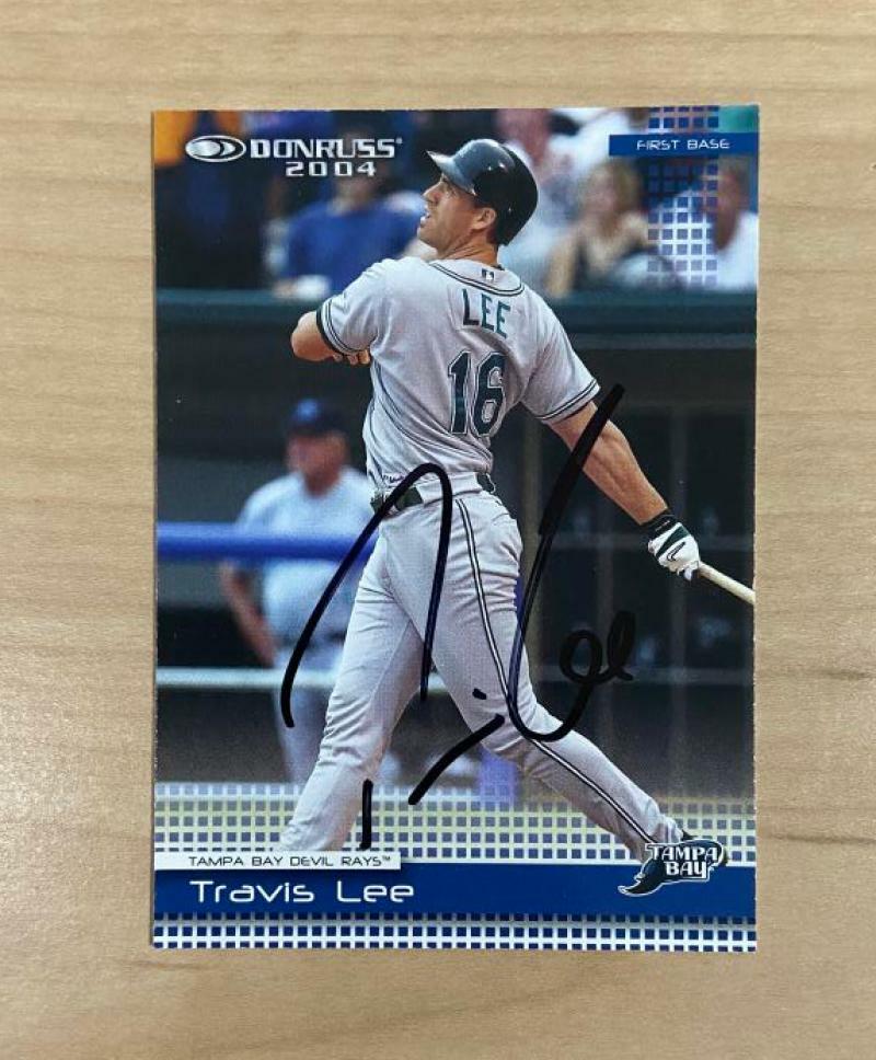 TRAVIS LEE TAMPA BAY RAYS SIGNED AUTOGRAPHED 2004 DONRUSS CARD #195 W/COA