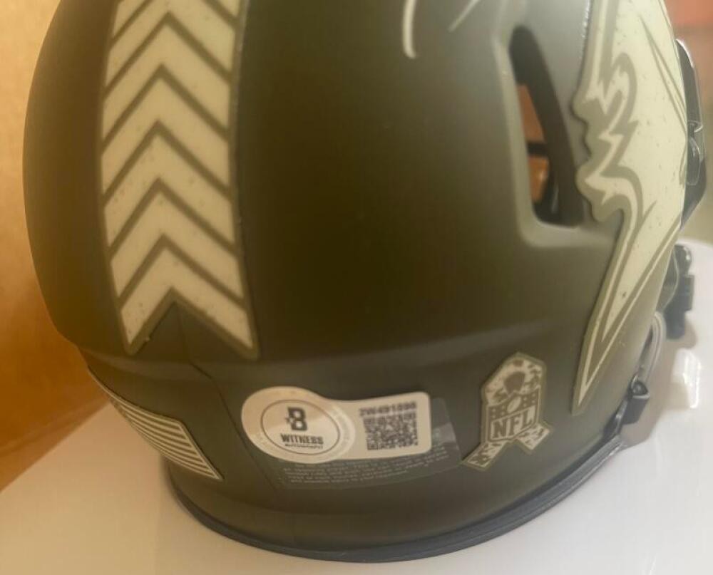 JON GRUDEN TAMPA BAY BUCS SALUTE TO SERVICE SIGNED MINI HELMET BECKETT AUTH 