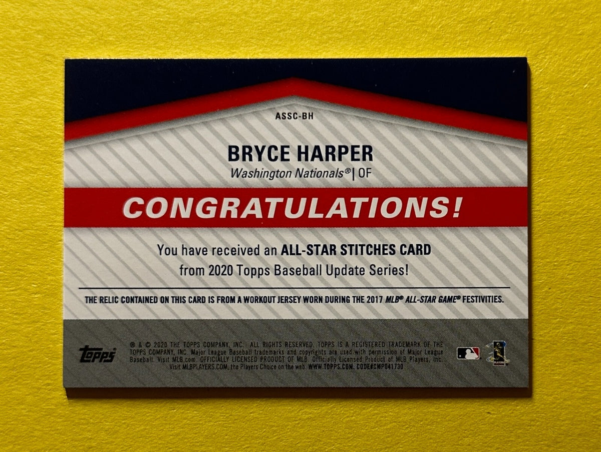 2020 TOPPS UPDATE BRYCE HARPER ALL STAR RELIC #ASSC-BH NATIONALS