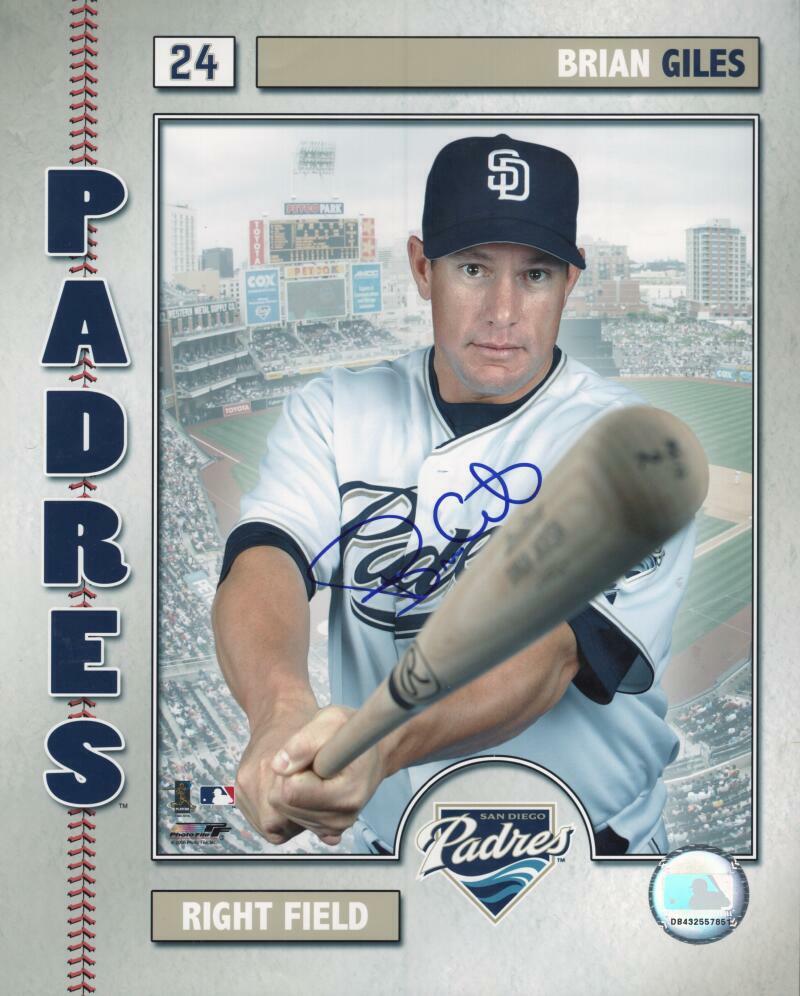 BRIAN GILES SAN DIEGO PADRES PORTRAIT SIGNED AUTOGRAPHED 8X10 PHOTO W/ COA