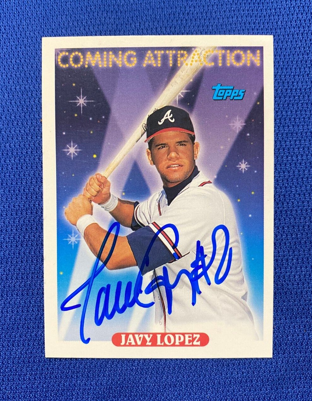 1993 TOPPS JAVY LOPEZ ATLANTA BRAVES SIGNED AUTOGRAPHED #811 CARD W/COA