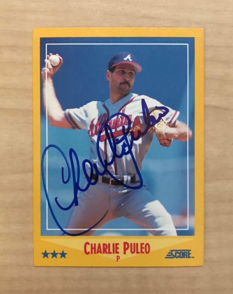 CHARLIE PULEO ATLANTA BRAVES SIGNED AUTOGRAPHED 1988 SCORE CARD #454 W/COA