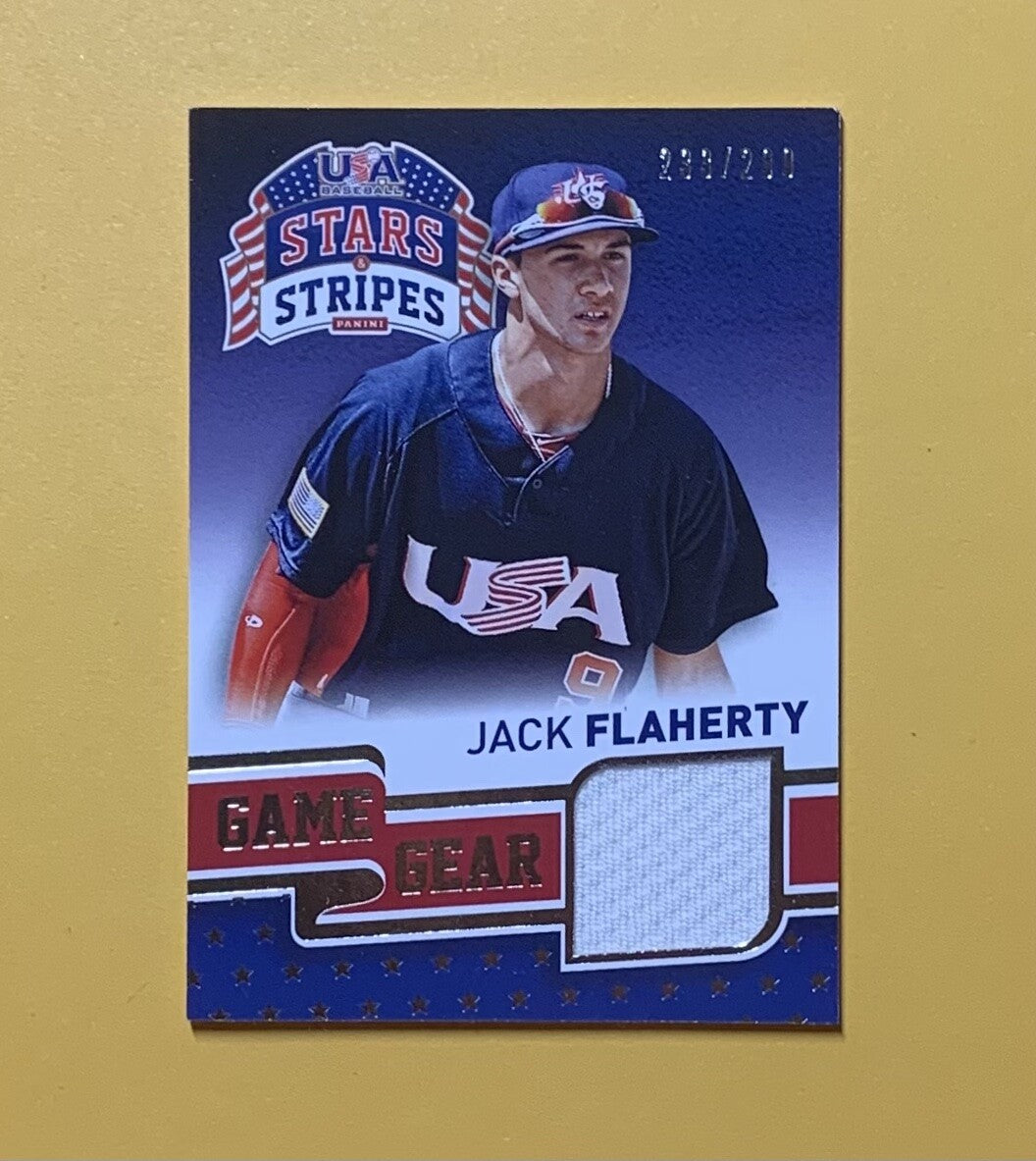 2015 PANINI USA STARS & STRIPES JACK FLAHERTY RELIC /299 #42 CARDINALS 