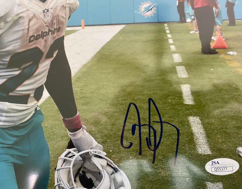 JAY AJAYI MIAMI DOLPHINS SIGNED AUTOGRAPHED PHOTO 11X14 JSA Q55377