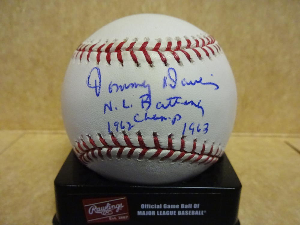 TOMMY DAVIS NL BATTING CHAMP 1962 1963 SIGNED N.L. BASEBALL W/COA