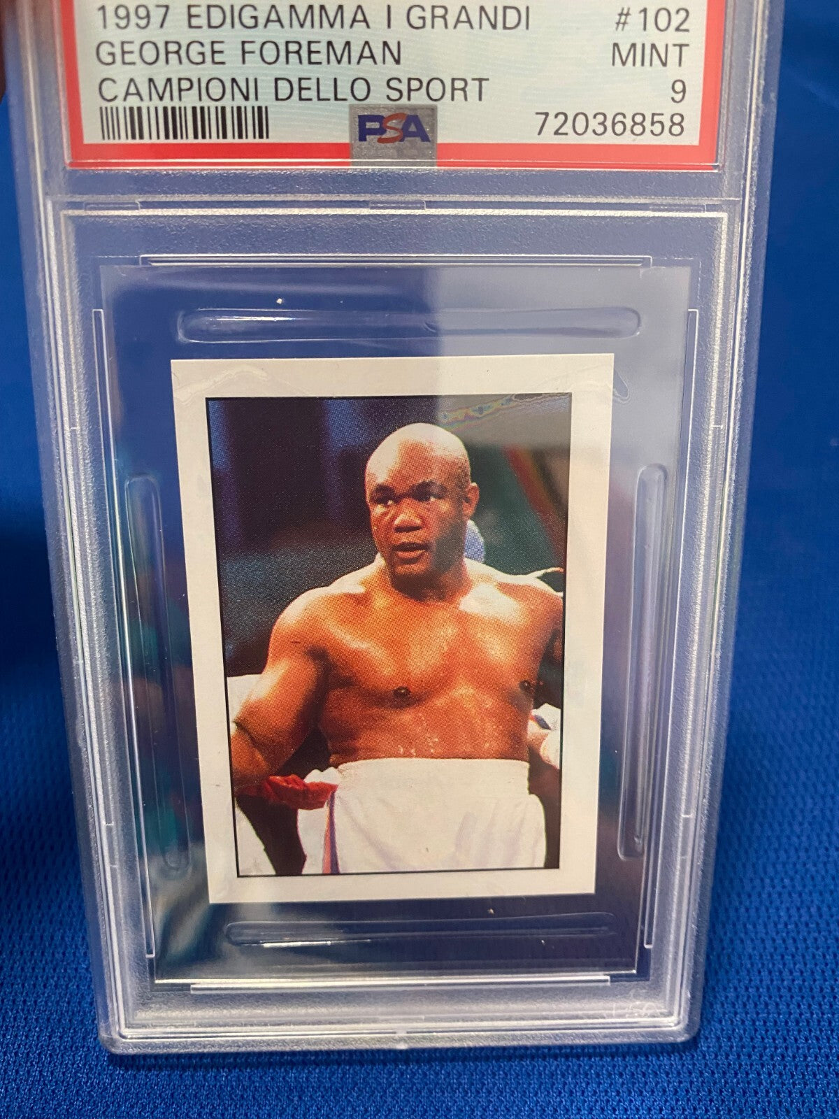 1997 EDIGMMA I GRANDI GEORGE FOREMAN BOXING CAMPIONI DELLO SPORT #102 PSA 9 MINT