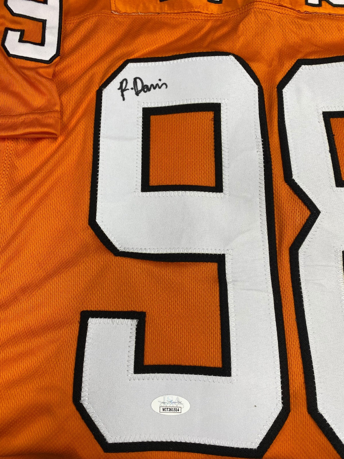 RAEKWON DAVIS #98 MIAMI DOLPHINS SIGNED AUTOGRAPH ORANGE CUSTOM JERSEY XL JSA *