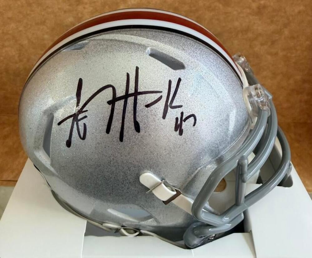 AJ HAWK #47 OHIO STATE BUCKEYES SIGNED MINI HELMET BECKETT AUTH