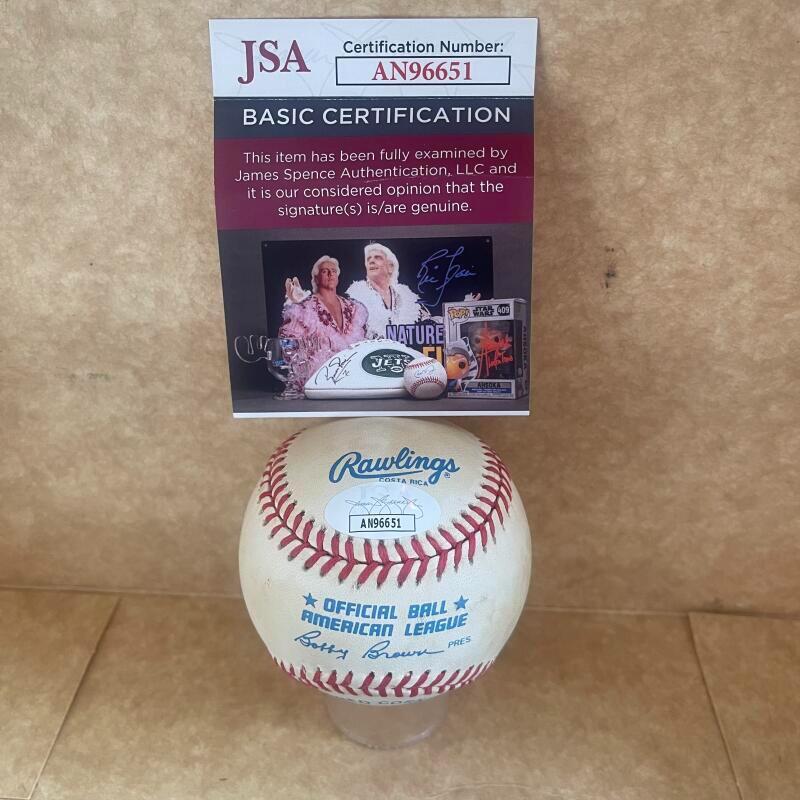 RON KLIMKOWSKI YANKEES SIGNED AUTOGRAPHED A.L. BASEBALL JSA AUTH