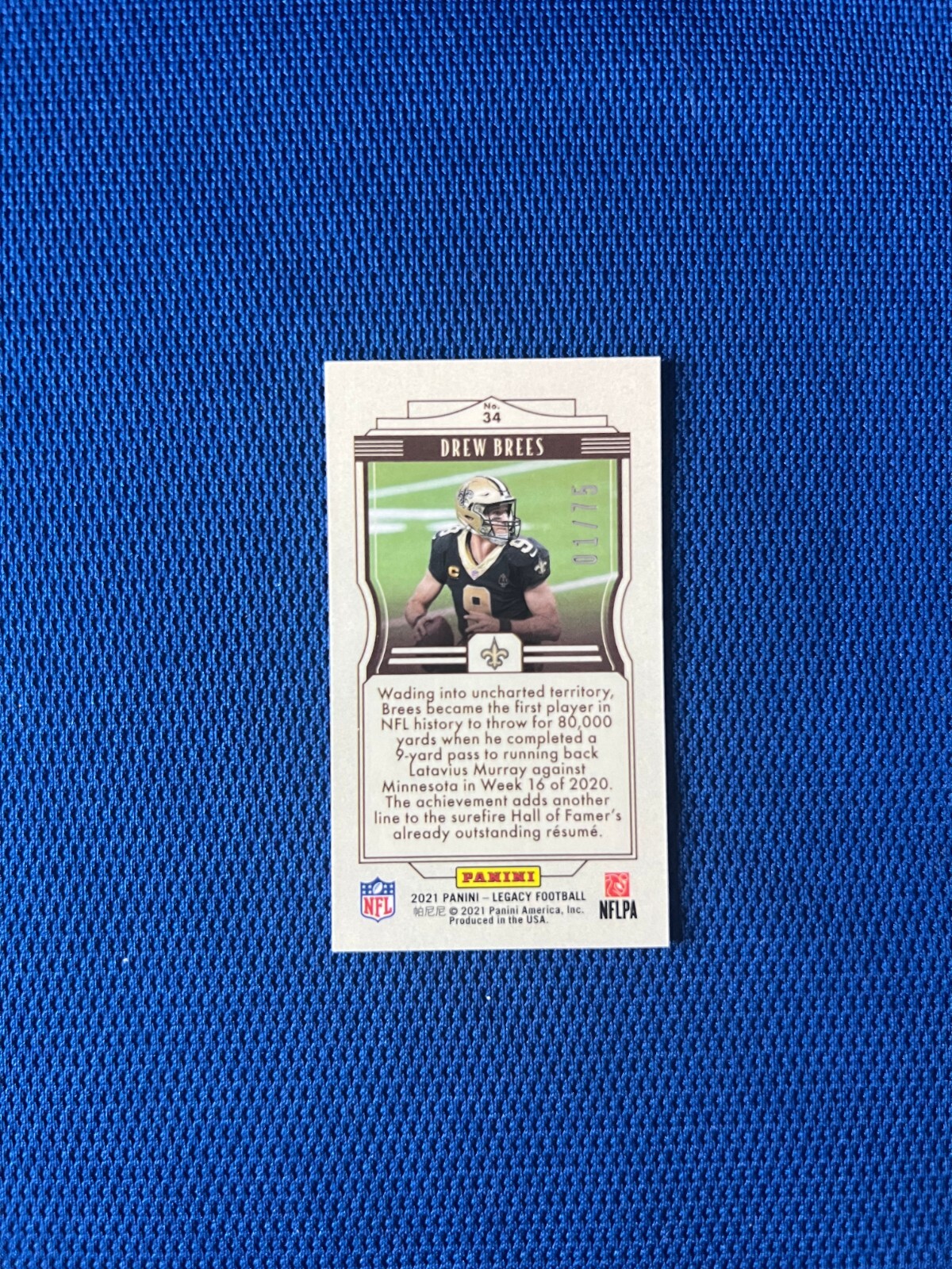 2021 PANINI LEGACY DREW BREWS NEW ORLEANS SAINTS RED MINI CARD /75 #34