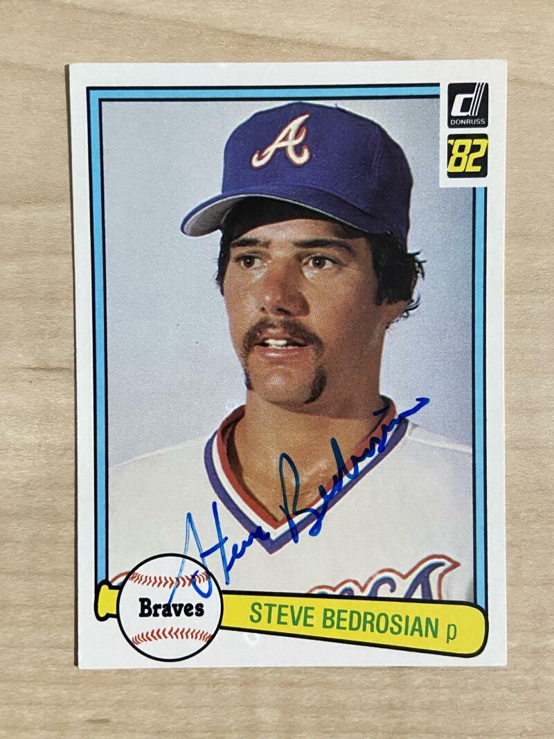 STEVE BEDROSIAN ATLANTA BRAVES SIGNED AUTOGRAPHED 1982 DONRUSS CARD #401 W/COA