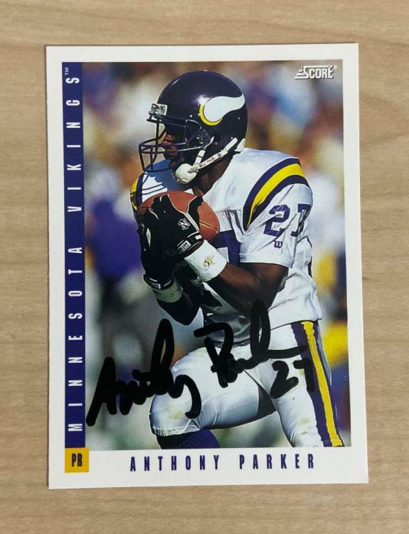 ANTHONY PARKER MINNESOTA VIKINGS SIGNED AUTOGRAPHED 1993 SCORE CARD #360 W/COA