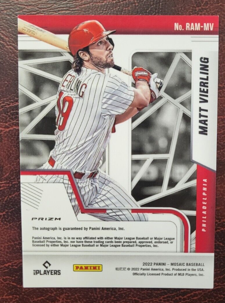 2022 PANINI MOSAIC ROOKIE AUTOGRAPHS MATT VIERLING RED FUSION AUTO RC CARD