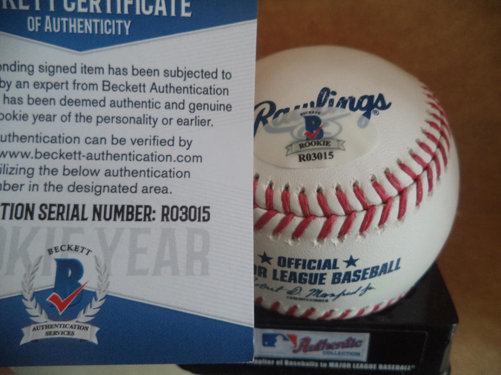 MONTE HARRISON MILWAUKEE BREWERS ROOKIE YEAR SIGNED ML BASEBALL BECKETT R03015