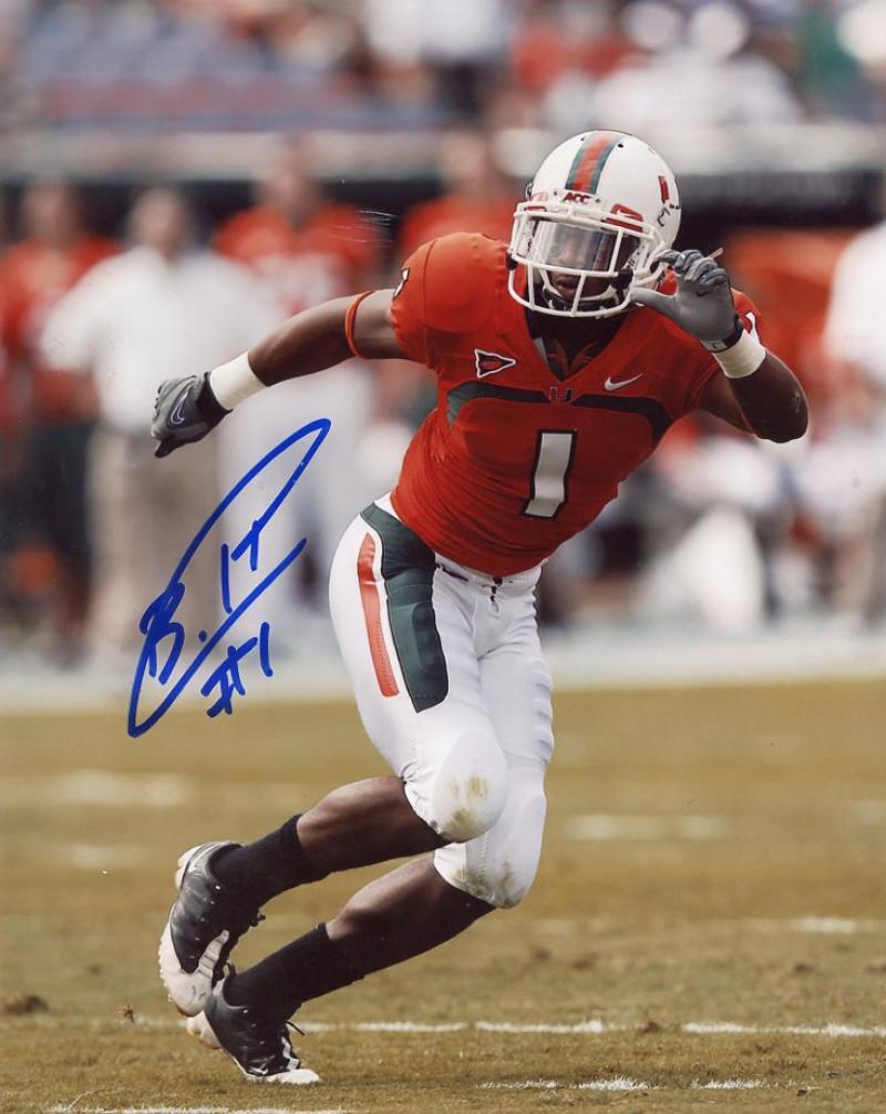 BRANDON HARRIS MIAMI HURRICANES #1 SIGNED AUTOGRAPHED 8X10 PHOTO W/COA