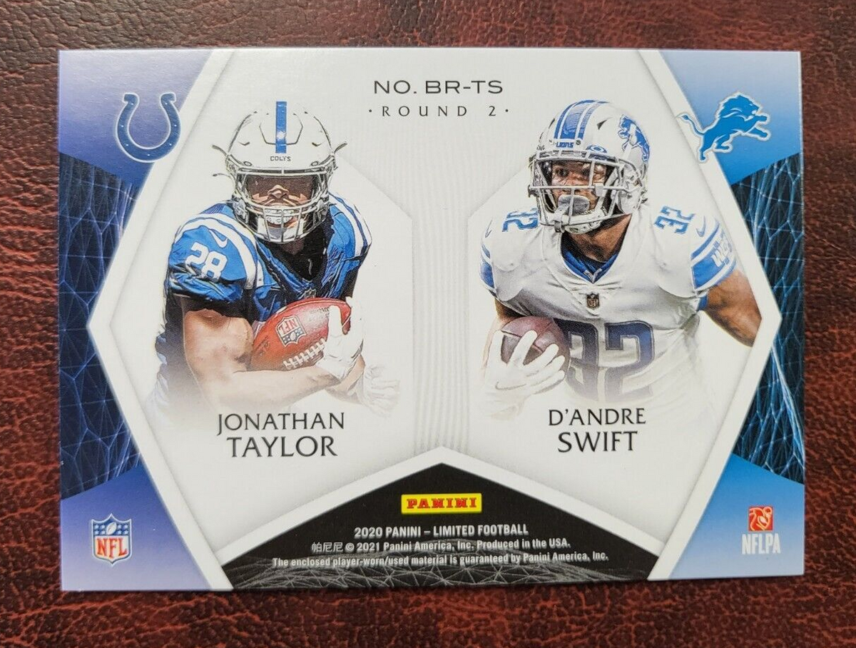 2020 PANINI LIMTED BOUND BY POUND JONATHAN TAYLOR DANDRE SWIFT JERSEY CARD /99