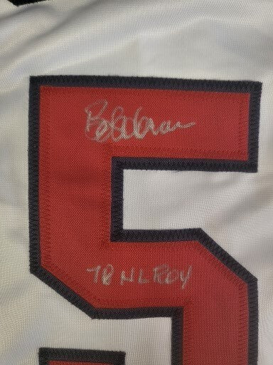 BOB HORNER #5 ATLANTA BRAVES 78 NL ROY AUTO SIGNED WHT RED CUSTOM JERSEY XL JSA