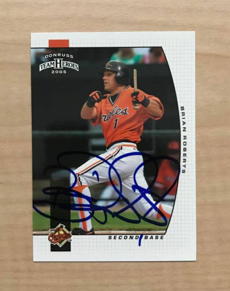 BRIAN ROBERTS BALTIMORE ORIOLES SIGNED AUTOGRAPHED 2005 DONRUSS CARD #41 W/COA 