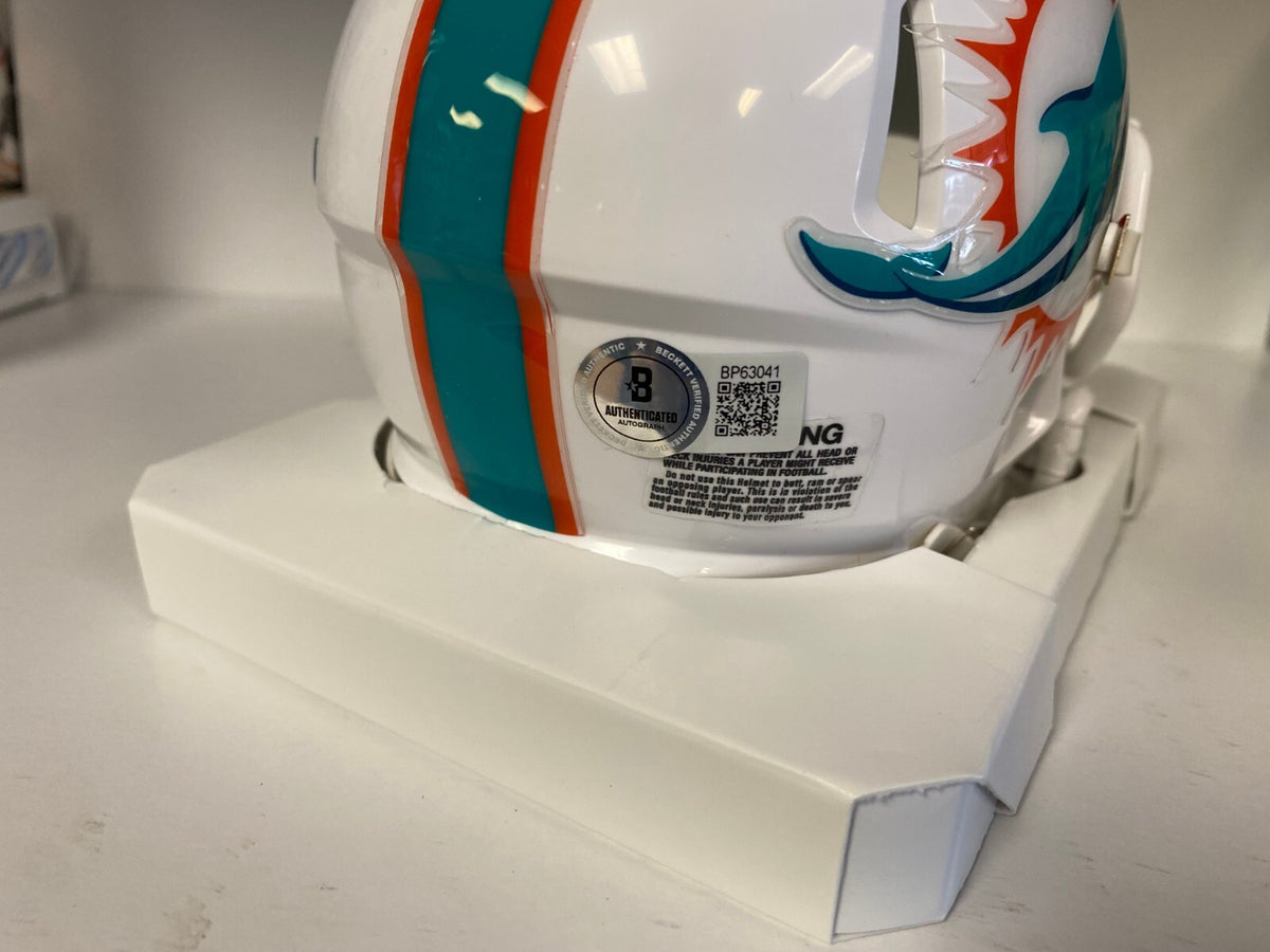 JAYLON WADDLE MIAMI DOLPHINS SIGNED AUTOGRAPHED MINI HELMET BECKETT BAS