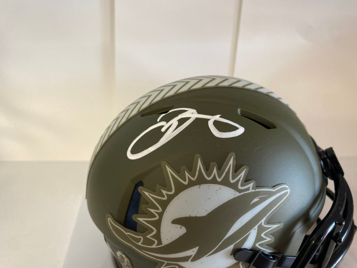 ODELL BECKHAM JR MIAMI DOLPHINS SIGNED AUTOGRAPHED CAMO MINI HELMET BECKETT BAS