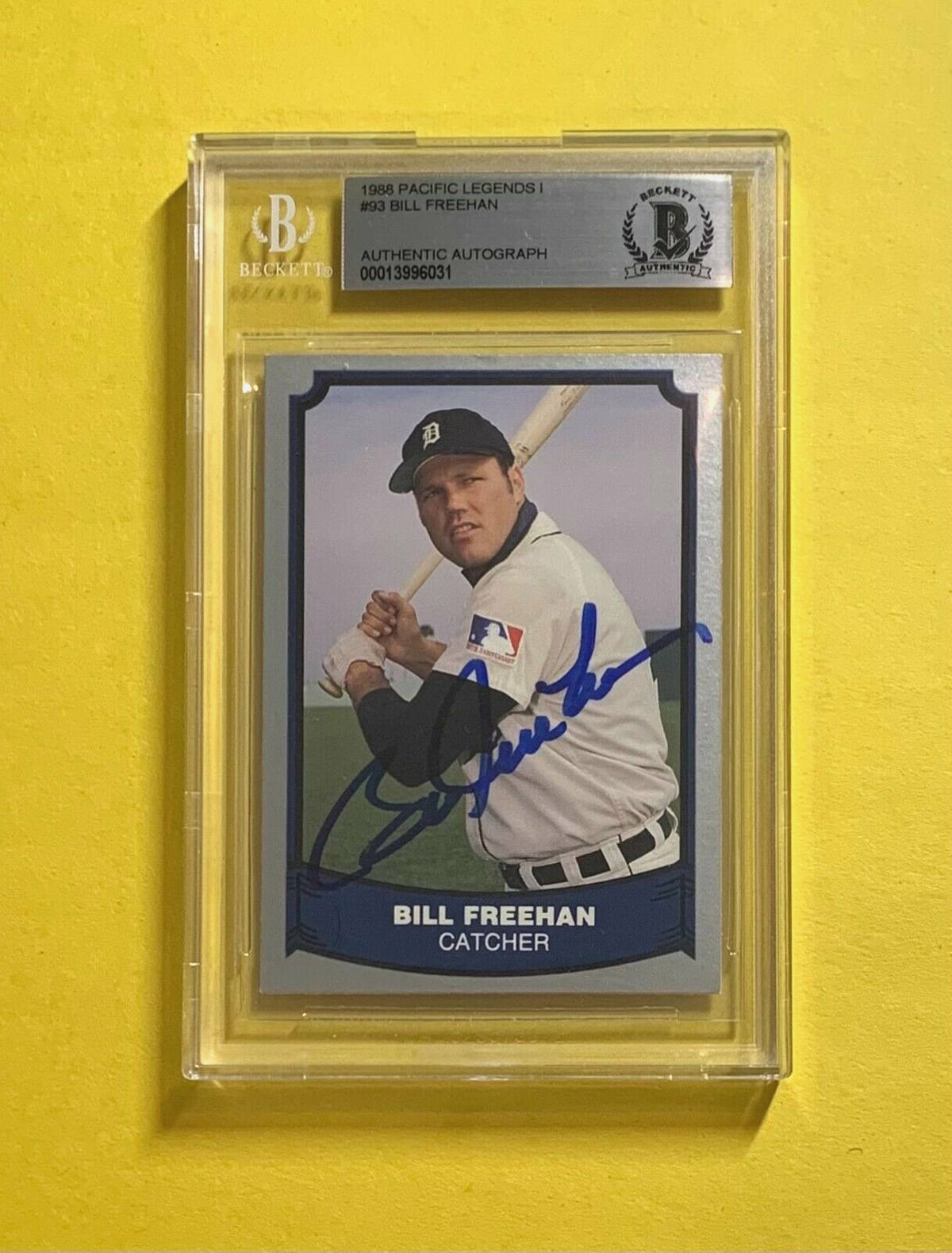 1988 PACIFIC LEGENDS BILL FREEMAN #88 AUTHENTIC AUTO BECKETT CERTIFIED TIGERS