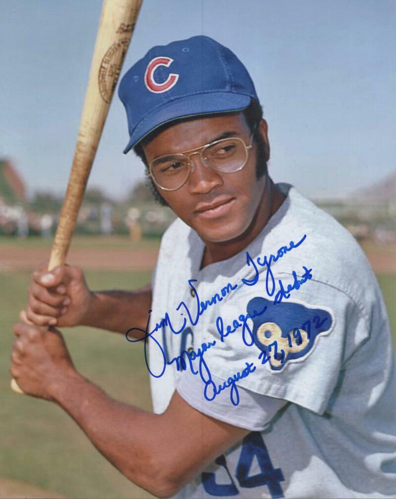 JIM VERNON TYRONE MLB DEBUT DATED CUBS SIGNED 8X10 PHOTO W/ COA
