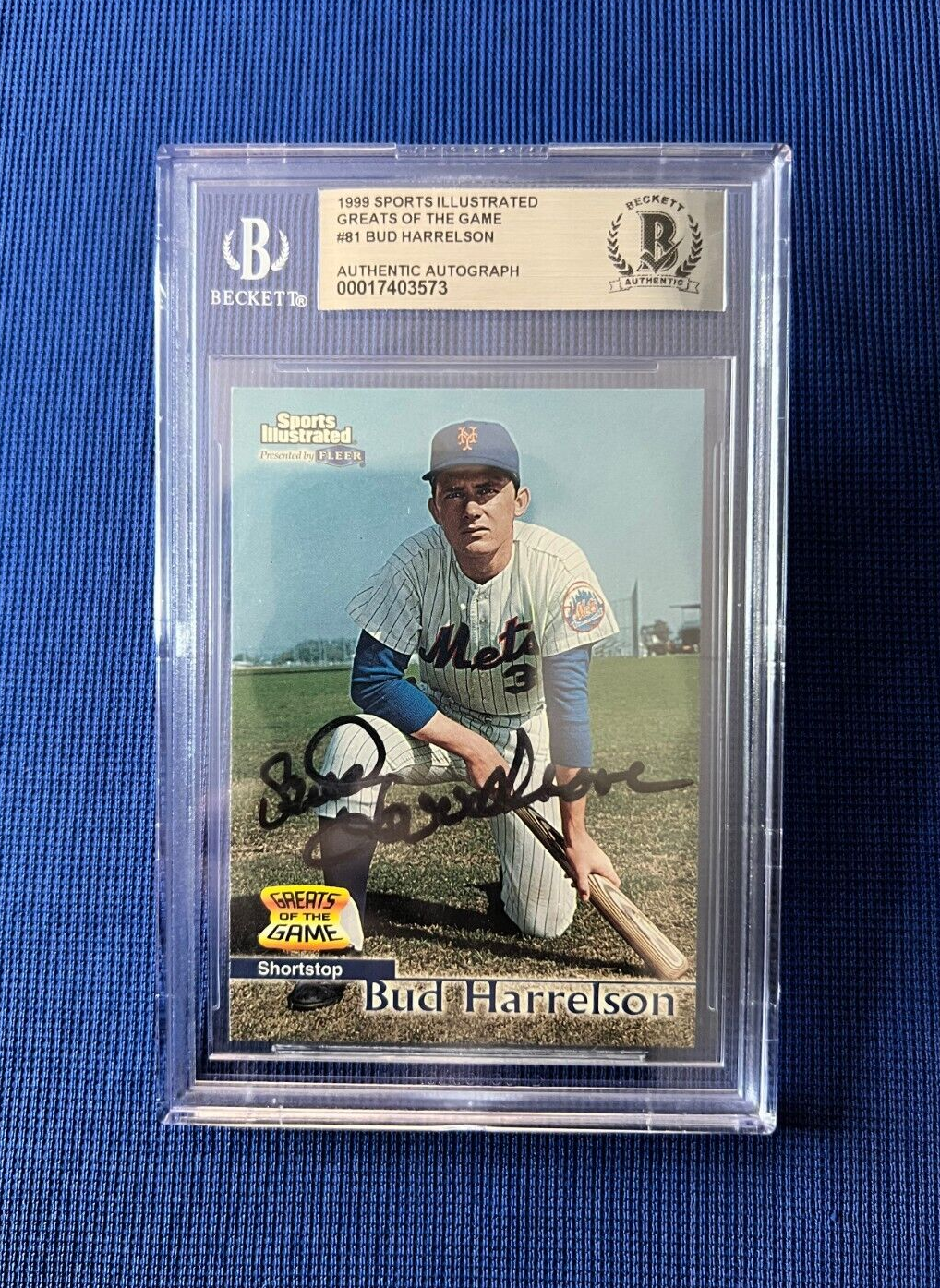 1999 SI GREATS OF THE GAME BUD HARRELSON METS SIGNED AUTOGRAPH CARD #81 BECKETT