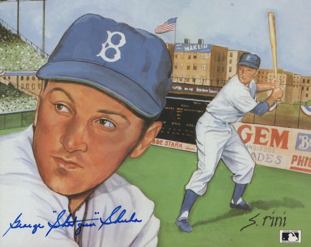 GEORGE "SHOTGUN" SHUBA Z BROOKLYN DODGERS SIGNED  8X10 PHOTO W/ COA
