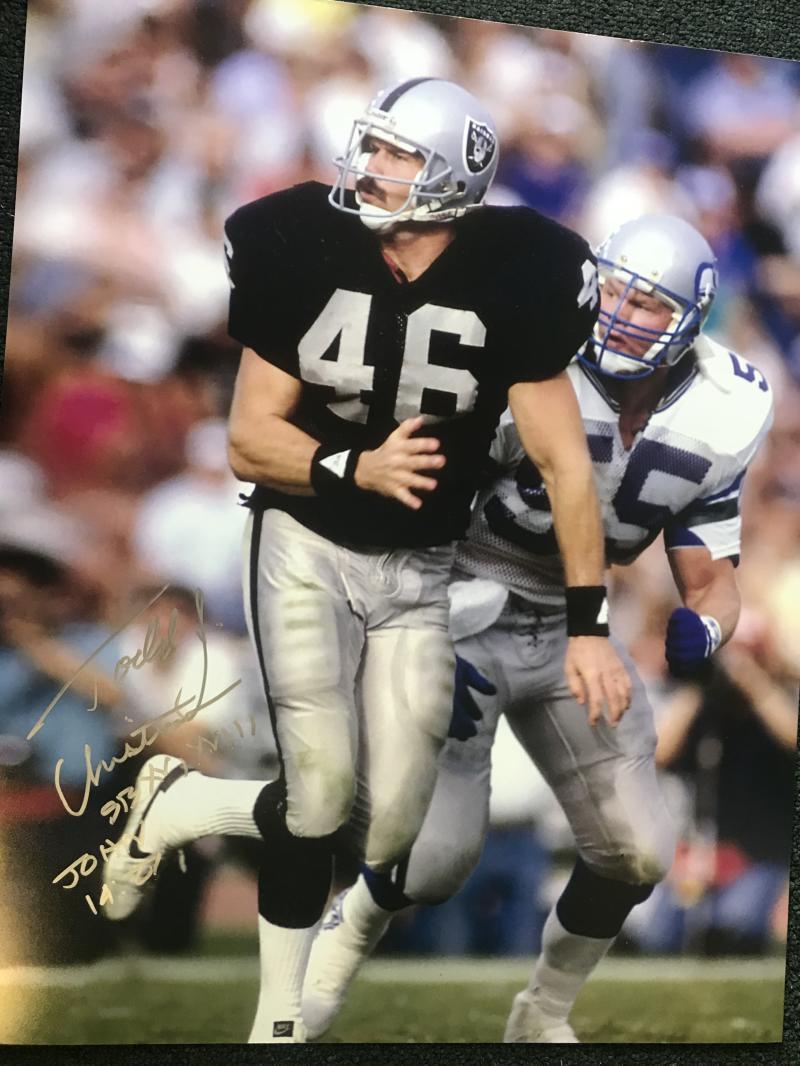 TODD CHRISTENSON OAKLAND RAIDERS SUPER BOWL SIGNED AUTOGRAPHED 16X20 PHOTO W/COA