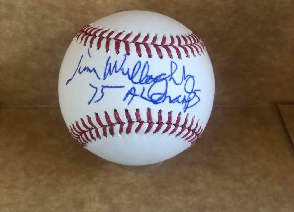 JIM WILLOUGHBY 75 AL CHAMPS RED SOX SIGNED M.L. BASEBALL BECKETT Y12748