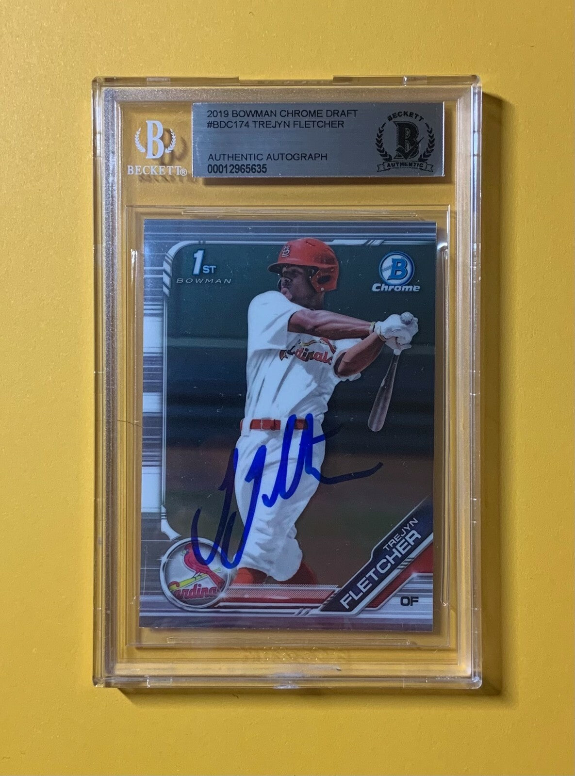2019 BOWMAN CHROME DRAFT TREJYN FLETCHER CARDINALS BECKETT AUTHENTIC AUTOGRAPH