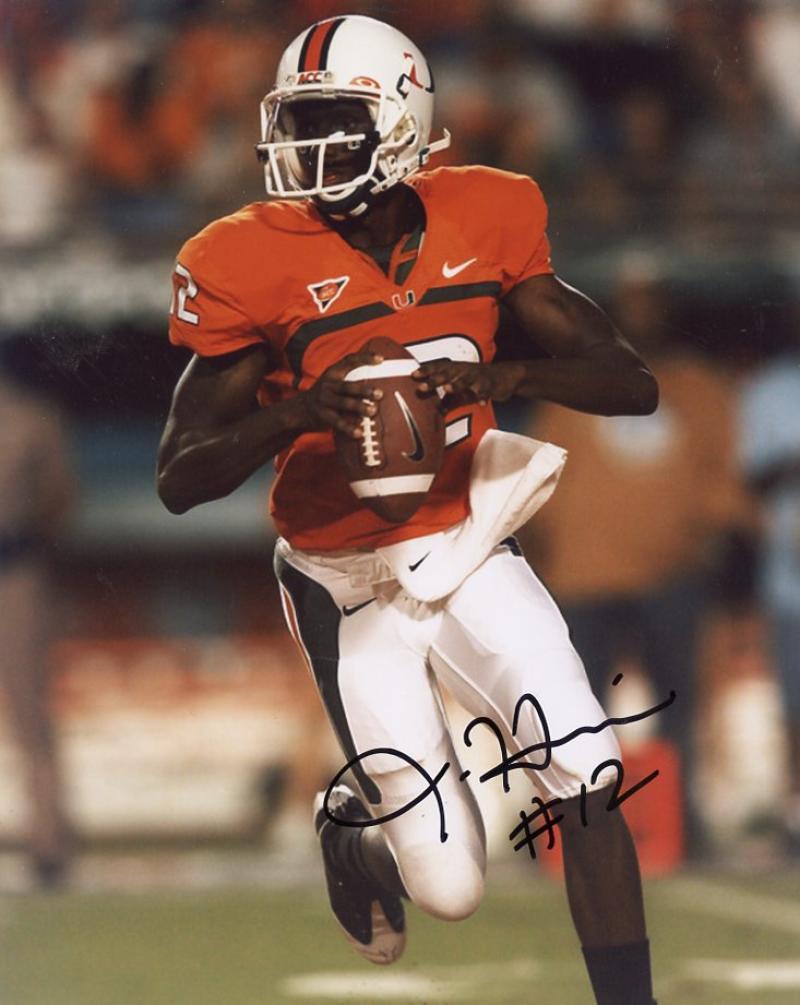 JACORY HARRIS MIAMI HURRICANES #12 SIGNED AUTOGRAPHED 8X10 PHOTO W/COA