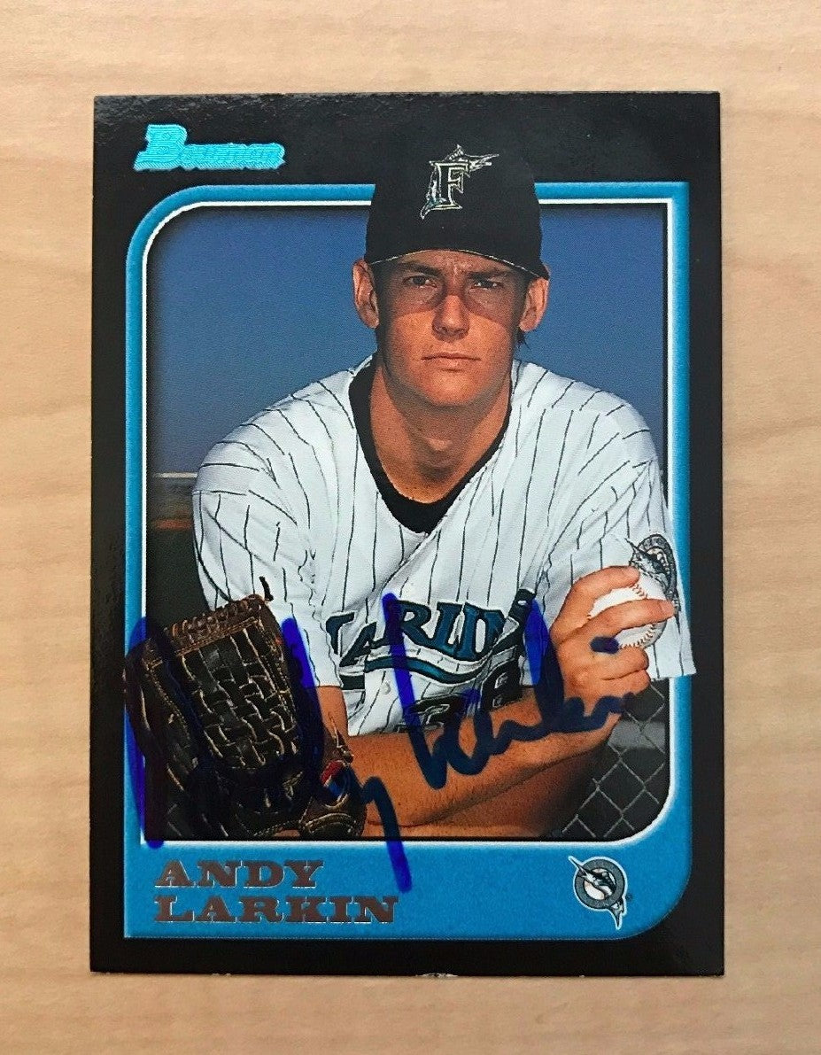 ANDY LARKIN FLORIDA MARLINS SIGNED AUTOGRAPHED 1997 TOPPS CARD #132 W/COA