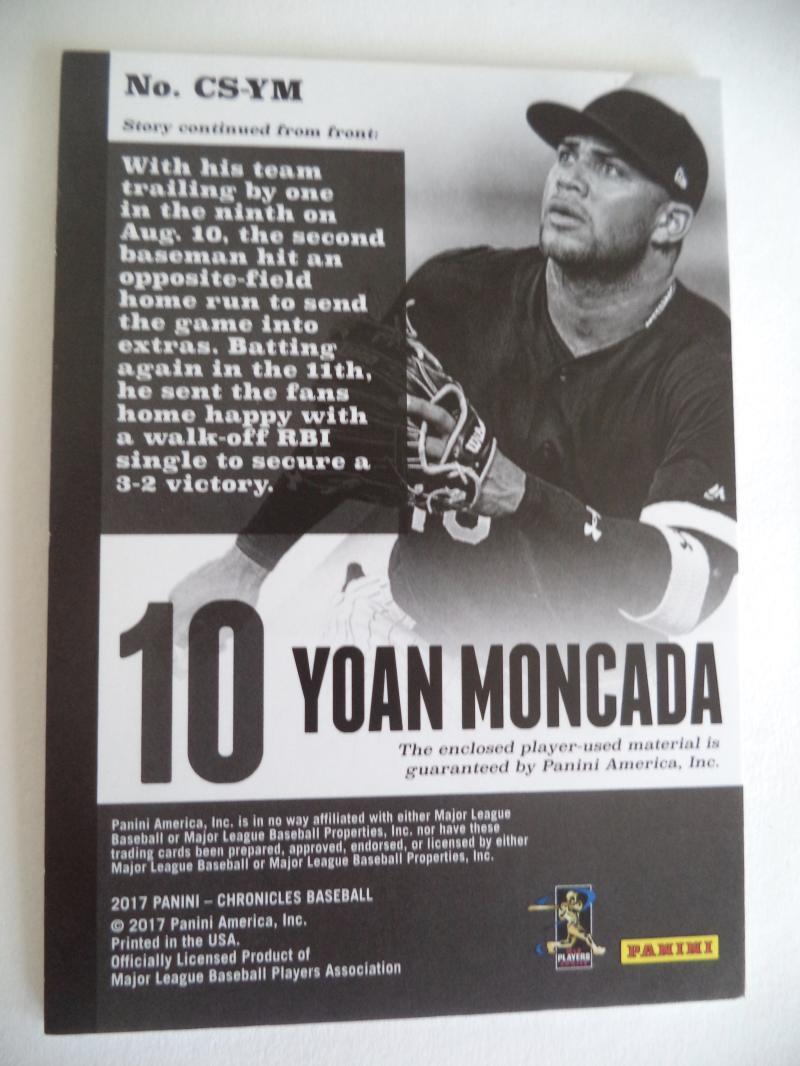 2017 PANINI CHRONICLES YOAN MONCADA GAME USED JERSEY CARD /499