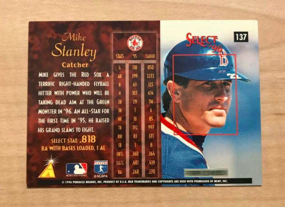 MIKE STANLEY TEXAS RANGERS SIGNED AUTOGRAPHED 1996 SELECT CARD #137 W/COA 
