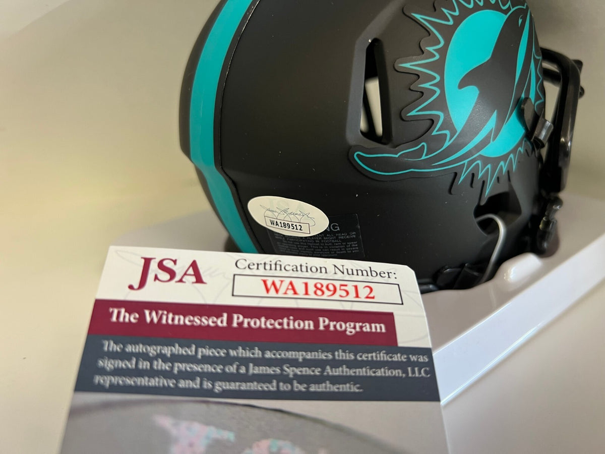 OJ MCDUFFIE MIAMI DOLPHINS SIGNED AUTOGRAPHED ECLIPSE MINI HELMET JSA COA *