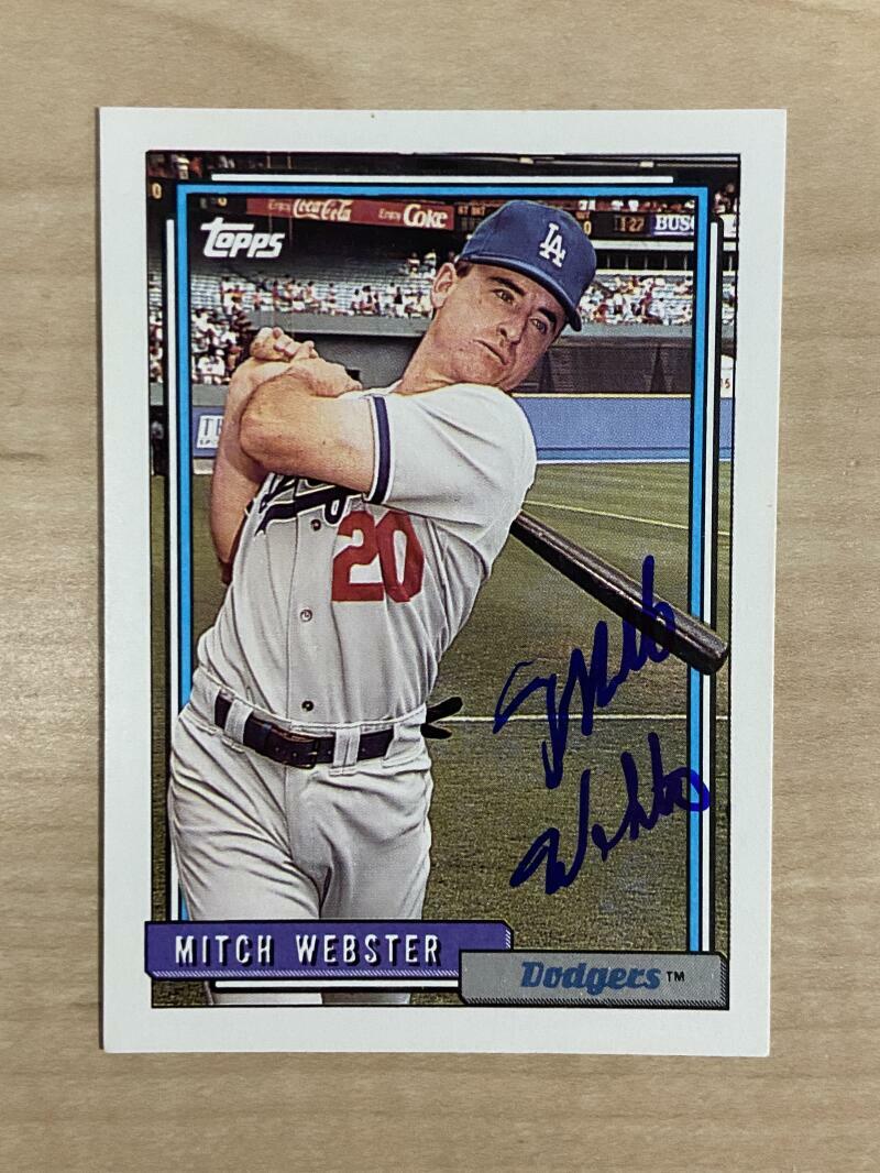 MITCH WEBSTER LOS ANGELES DODGERS SIGNED AUTOGRAPHED 1992 TOPPS CARD #233 W/COA