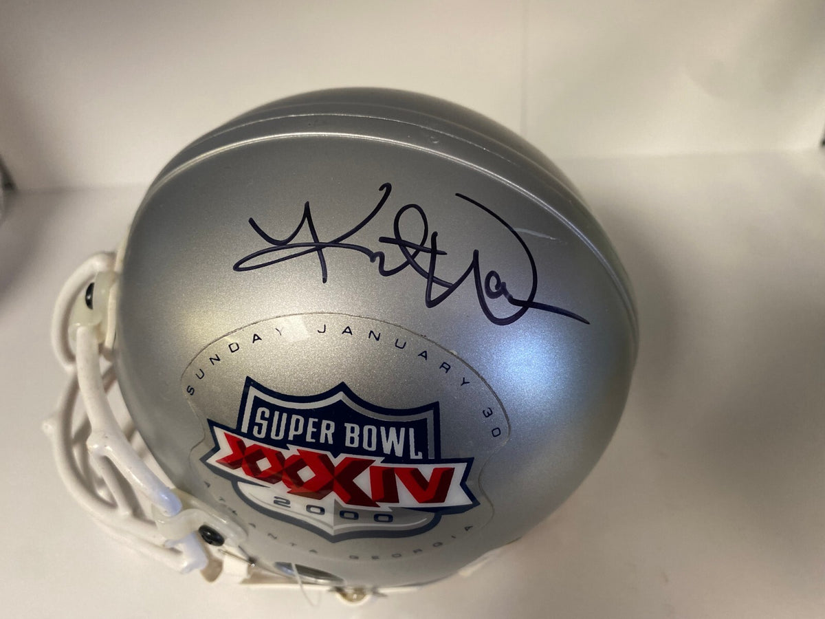 KURT WARNER SUPER BOWL XXIV SIGNED AUTOGRAPHED AUTHENTIC MINI HELMET BECKETT BAS