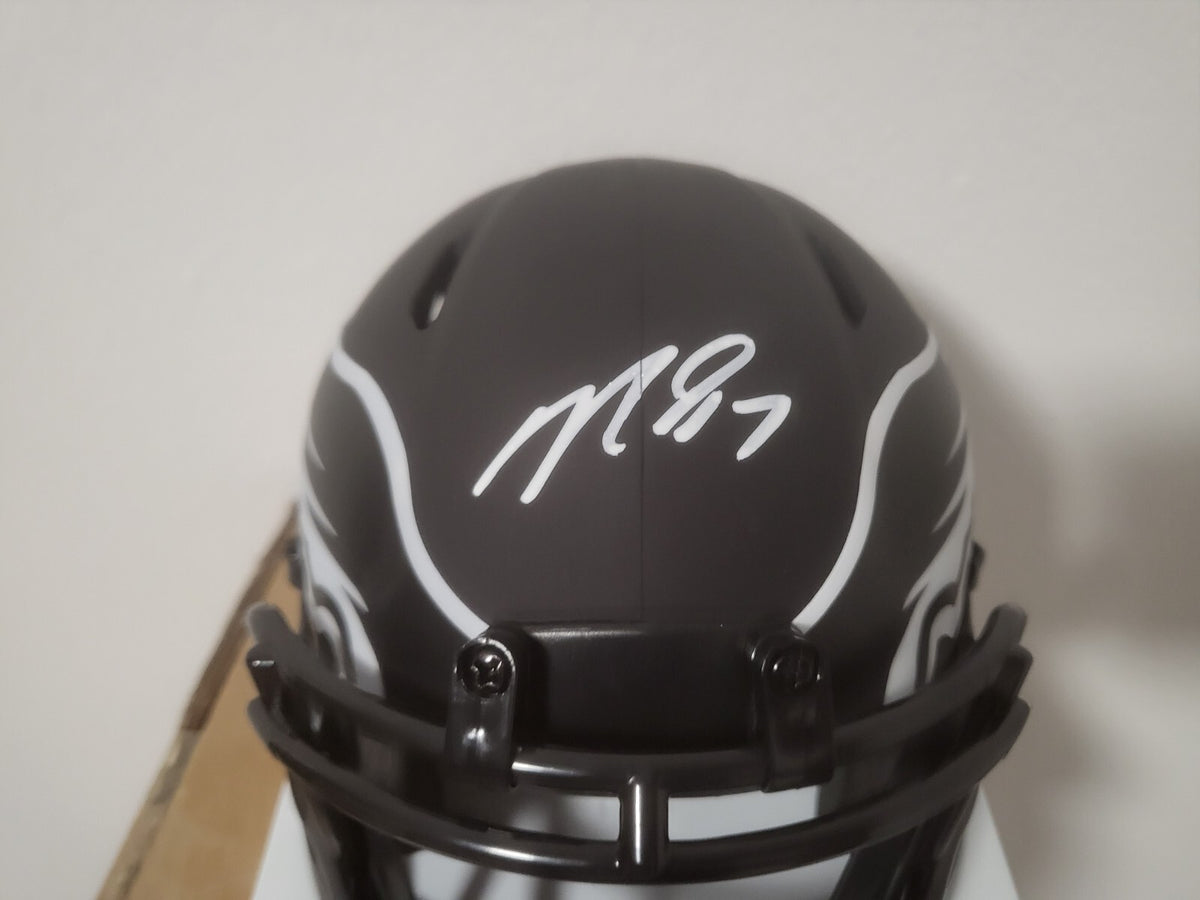 MICHAEL VICK ATLANTA FALCONS SIGNED AUTOGRAPHED BLACK MATTE MINI HELMET JSA