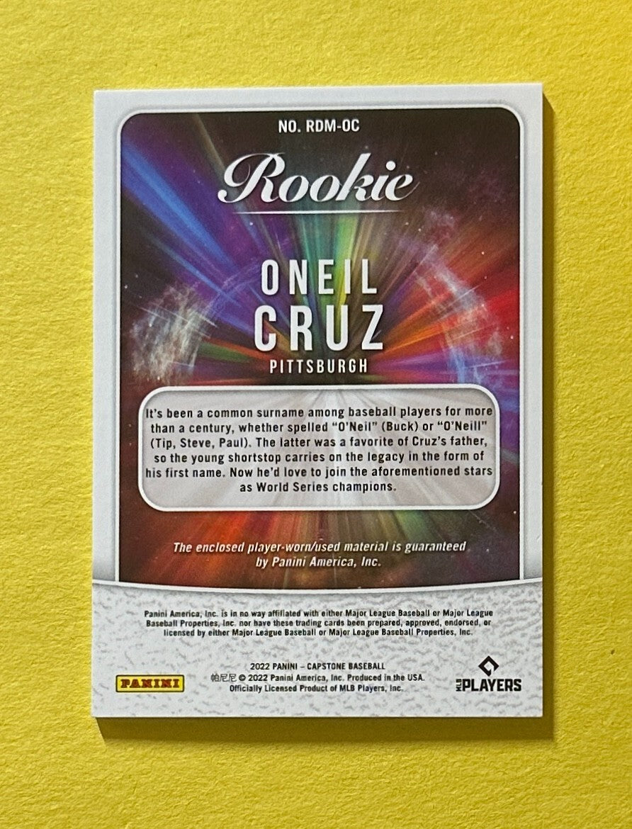 2022 PANINI CAPSTONE ONEIL CRUZ ROOKIE RELIC #RDM-OC PIRATES