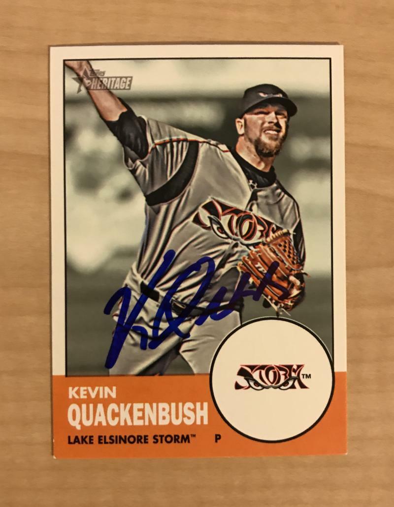 KEVIN QUACKENBUSH LAKE ELSINORE STORM SIGNED 2012 TOPPS HERITAGE CARD #112 W/COA