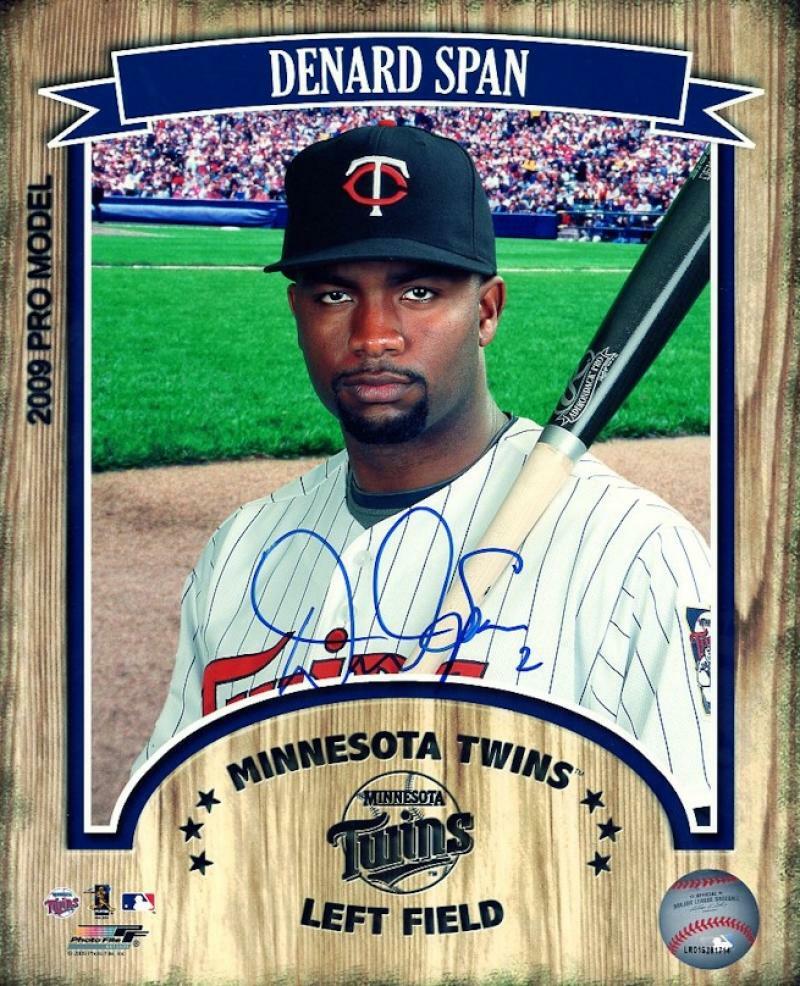 DENARD SPAN MINNESOTA TWINS POSED  SIGNED AUTOGRAPHED 8X10 PHOTO W/COA