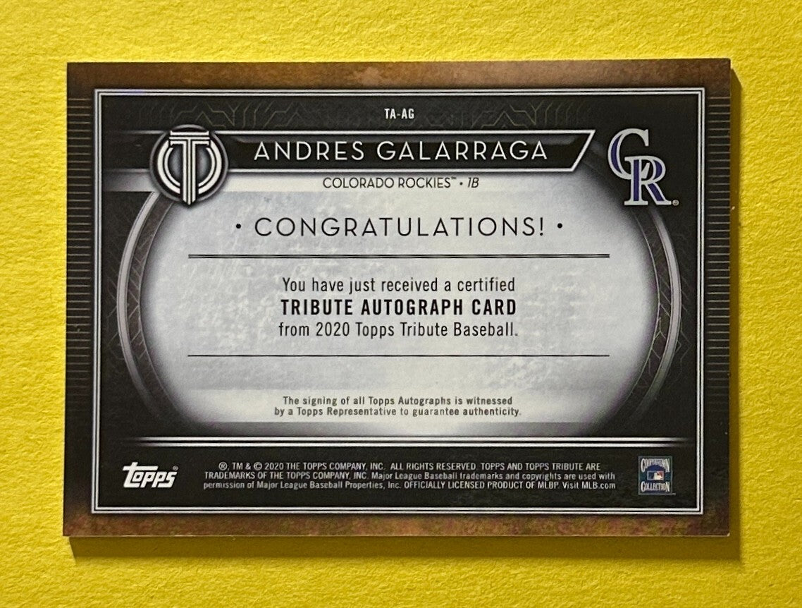 2020 TOPPS TRIBUTE ANDRES GALARRAGA AUTO /150 #TA-AG ROCKIES