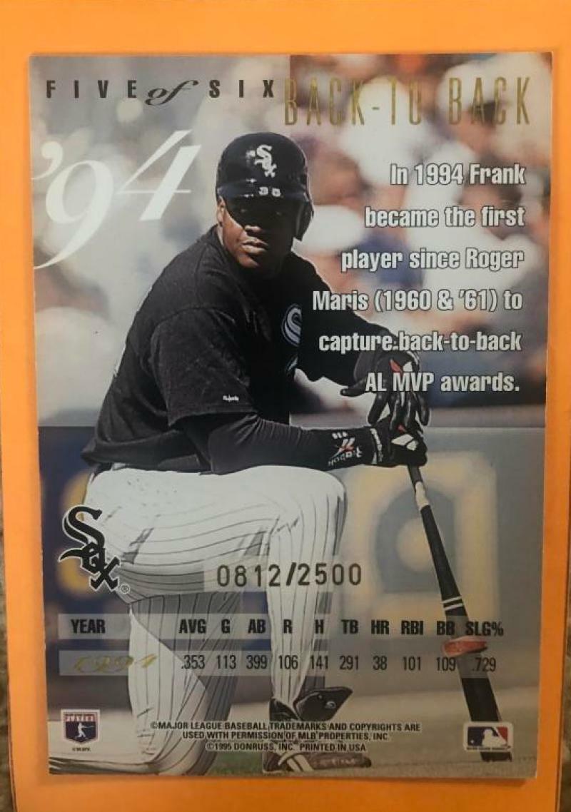 1995 LEAF OVERSIZED FRANK THOMAS SEASON FIVE 812/1250
